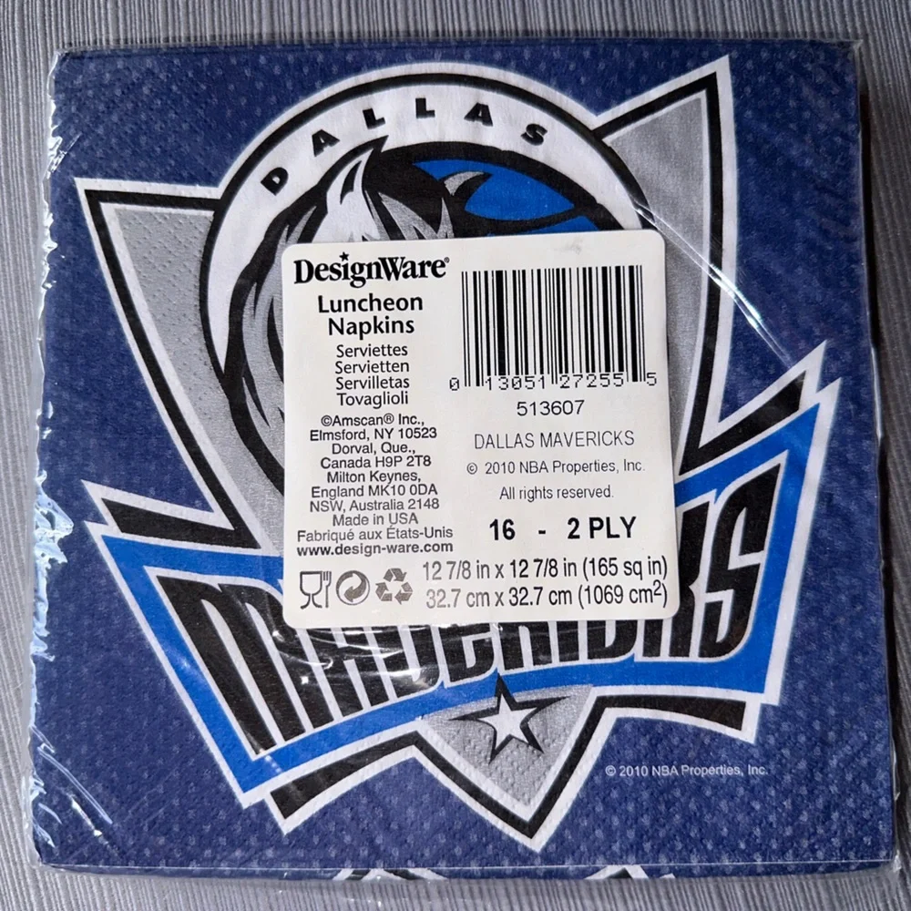 Dallas Mavericks NBA Pro Basketball Sports Banquet Party Paper Luncheon Napkins